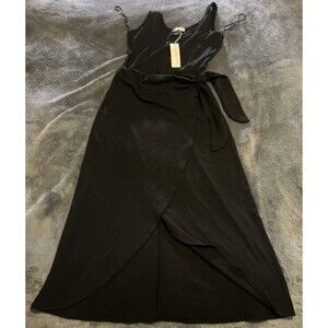 MEDIUM Nine Britton Amber Knit Midi Wrap Dress - Black